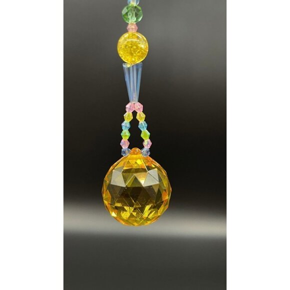 Dinosaur Beaded Suncatcher  - Pastel - Yellow Crystal Prism - Hanging Decor - Picture 7 of 13